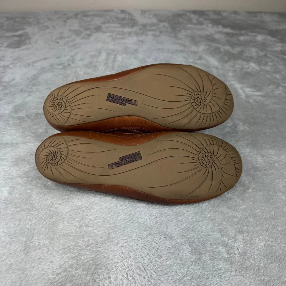 Merrell Leather Ballet Flats Women's US 10 Brown Slip On Comfort Casual Shoes
